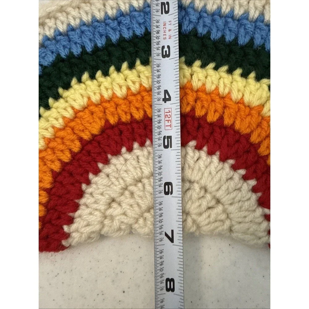 Vintage Rainbow Handmade Crochet Knit Pot Holders Trivets Hot Pads Kitchen Retro